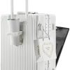 feilario Hardside Expandable Spinner Wheel Luggage, TSA Lock Carry on Suitcase, with Cup Holder & Phone Holder, 24in Sizes, White