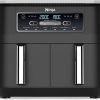 Ninja Foodi Dual Zone Digital Air Fryer, 2 Drawers, 7.6L, 6-in-1, Uses No Oil, Air Fry, Max Crisp, Roast, Bake, Reheat, Dehydrate, Cooks 4-6 Portions, Non-Stick, Dishwasher Safe Baskets, Black AF300UK
