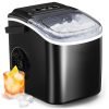 [The New User Exclusive Benefit ] KASTWAVE Countertop Ice Maker Machine with Handle, 9 Cubes Ready in 6 Mins, 26lbs in 24Hrs, Auto-Cleaning Portable Ice Maker, 2 Sizes of Bullet Ice for Home Kitche Camping RV Party (Black)