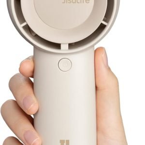 JISULIFE Handheld Portable Turbo Fan [16H Max Cooling Time], 4000mAh USB Rechargeable Personal Battery Operated Mini Small Pocket Fan with 5 Speeds for Travel/Outdoor/Vacation/Concerts - Brown