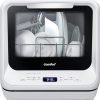 COMFEE' Portable Mini Dishwasher Countertop with 5L Built-in Water Tank for Apartments& RVs, No Hookup Needed, 6 Programs, 360° Dual Spray, 162℉ High-Temp& Air-Dry Function