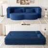 78"W Convertible Folding Sofa Bed, Teddy Full Size Futon Loveseat Sleeper Couch Bed with Pillows, Lounge Floor Sofa Folding Mattress, Compression Foam Boneless Couch for Living Room Bedroom