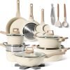 Anniversary Celebration while stocks last：Just Perfecto 21-Piece Pots and Pans Set, Non-Stick Cooking Sets, Induction, White Granite, Non-Stick Cooking Set with Frying Pans and Saucepans (PFOS, PFOA Free)