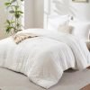 Anniversary Celebration while stocks last：CozyLux Queen Comforter Set White Seersucker 7 Pieces Bed in a Bag Queen Comforter Set with Sheets, Luxury Soft Bedding Set with Down Alternative Comforter, Sheets, Pillowcases & Shams for All Seasons