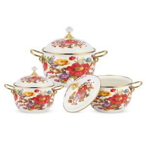 Anniversary Celebration while stocks last：6 Pcs Enamel Kitchen Cooking Pot Set with Lid
